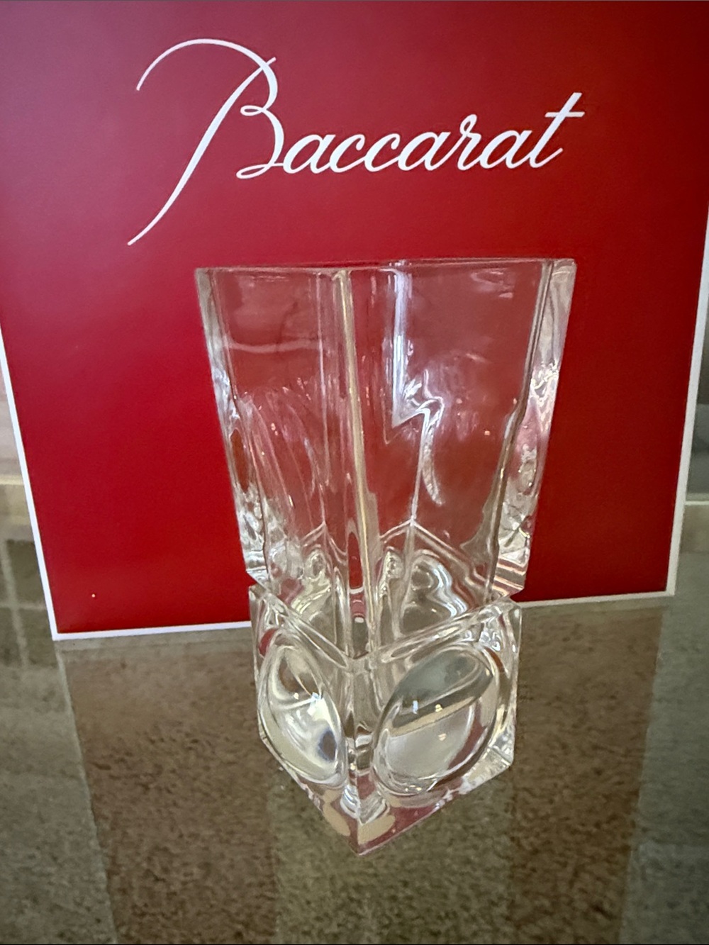 Baccarat Clear Crystal Vase with Sculpted Facets - Picture 1 of 4